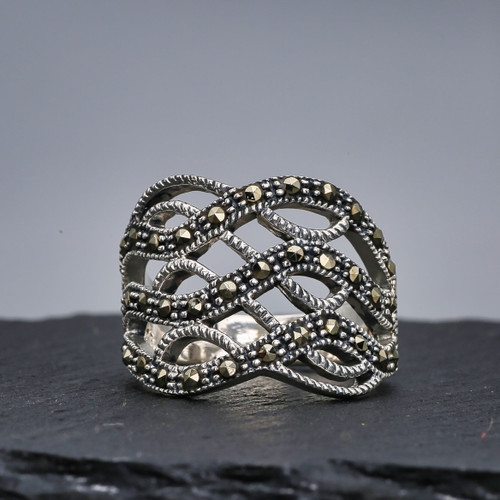 Vintage Art Deco Sterling Silver Marcasite Floral Band Ring Sz 5 / Sterling  Silver / Silver Ring / Marcasite Ring / Art Deco Jewelry - Etsy